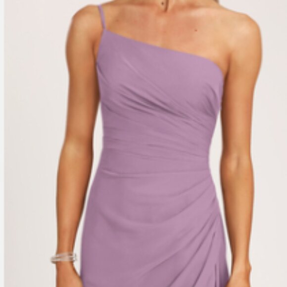 NWT JJs House A-line One Shoulder Floor-Length Lavender Chiffon Dress sz 6 - Picture 6 of 16